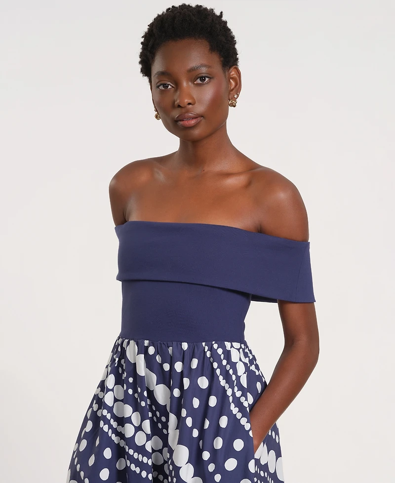 Isaac Mizrahi Women's Off-The-Shoulder Printed Maxi Dress