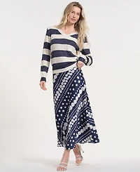 Isaac Mizrahi Women's Printed Maxi Long Skirt
