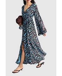 Warehouse Women's Burnout Velvet Plunge Maxi Dress