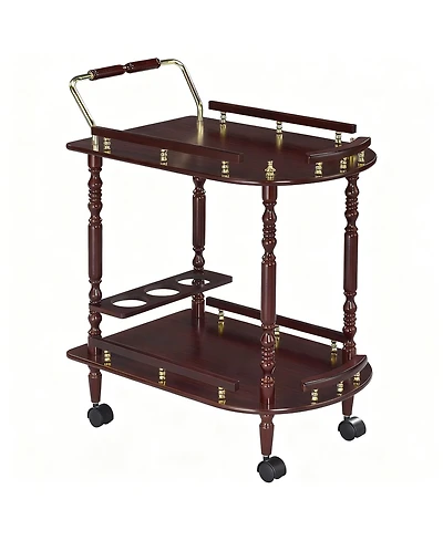 Yigii 2-Tier Mobile Bar Cart with Wine Rack
