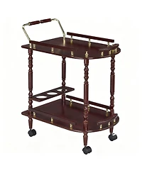 Yigii 2-Tier Mobile Bar Cart with Wine Rack