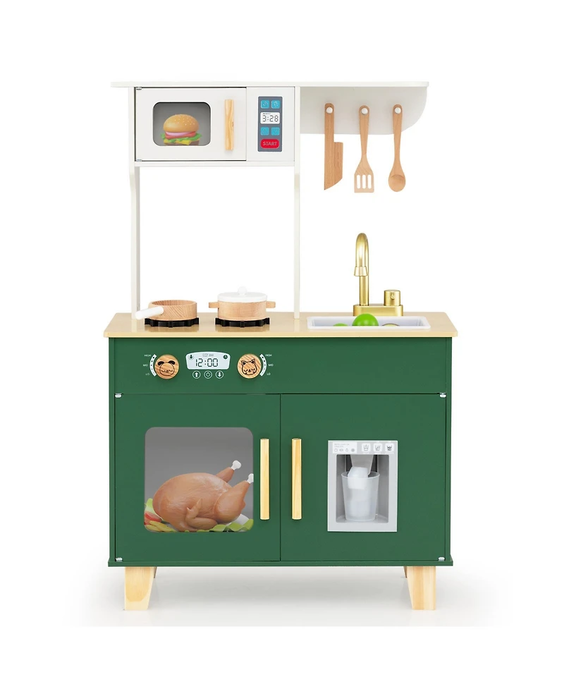 Mecale Kids Play Kitchen with Microwave & Rotating Knobs for Boys & Girls Ages 3-6