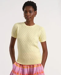 Isaac Mizrahi Women's Short-Sleeve Crewneck Sweater