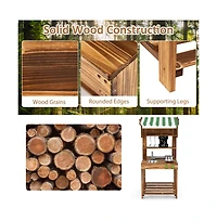 Hongge Double Sided Mud Kitchen with Canopy and Chalkboard for 3+ Years Old