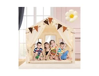 Hongge 3-4 Kids Large Play Tent House with 2 Opening Doors and Star Lights-Beige