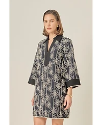 English Factory Women's Floral Embroidered Collar Mini Dress