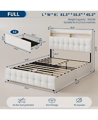 Gaomon Full Size Bed Frame with 2 Storage Drawers, Upholstered Bed Frame Full with Led Light