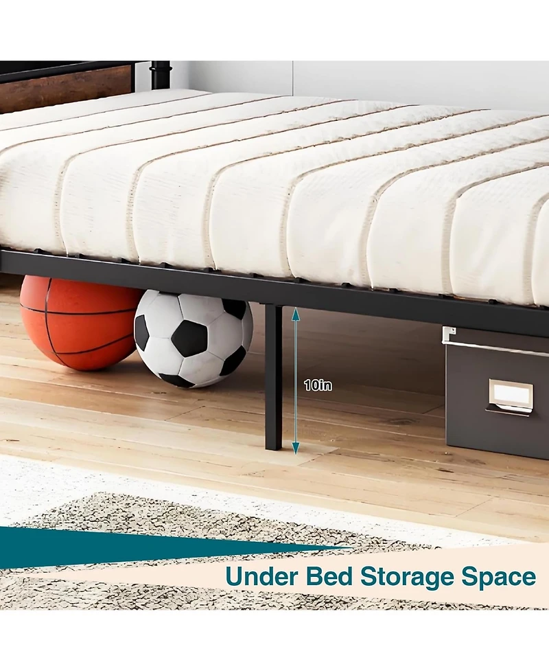 gaomon Twin Metal Bunk Bed Twin Over Twin With Ladders Tall Guardrail Space Saving For Kids Adults No Box Spring