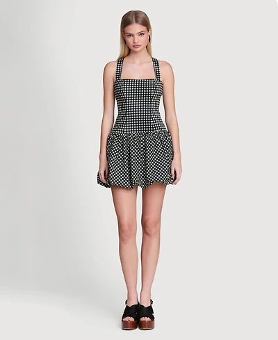 Avec Les Filles Women's Drop Waist Bubble Hem Mini Dress