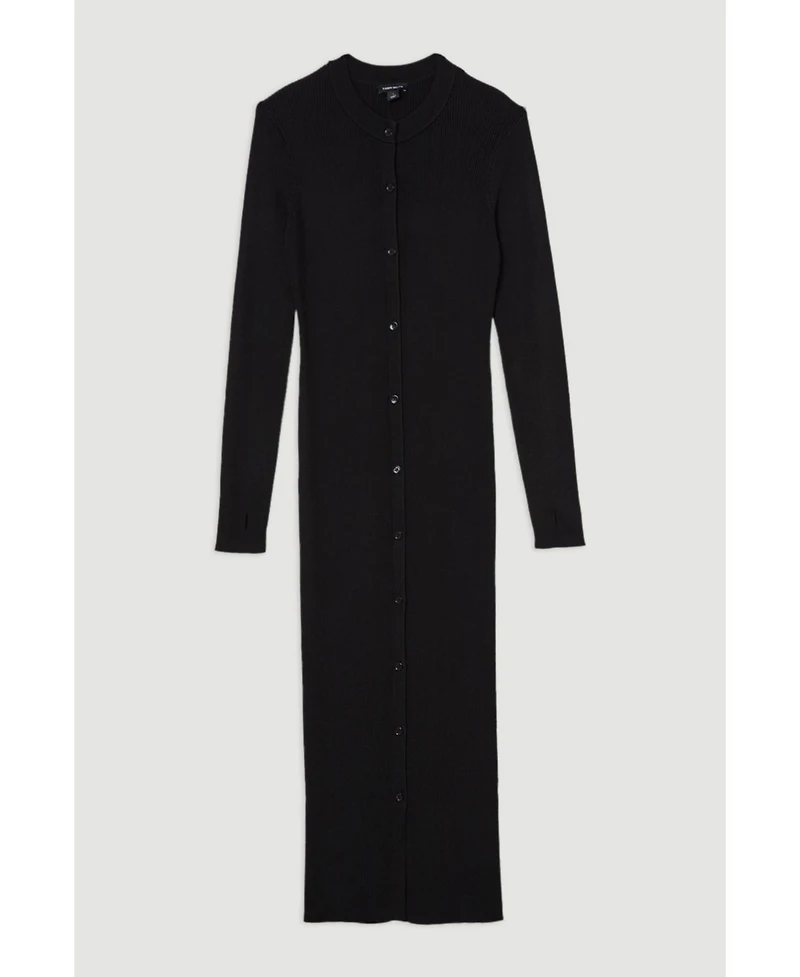 Karen Millen Women's Button Through Ribbed Maxi Dress