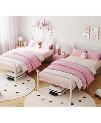 gaomon Twin Xl Metal Bed Frame With Headboard Footboard Heart Shape Platform Easy Setup No Box Spring Needed