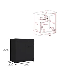 flynama Premium Idaho Dresser with 2 Door Cabinets and 1 Drawer Black Finish Compact Storage Solution for Bedroom Living Room