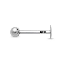 Curata Jewelry Solid 14k Gold 16G 3mm Ball Labret Tragus Ear Lip Ring Stud