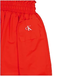 Calvin Klein Girls' 7-16 Smocked Waist Pull-On Tech Shorts