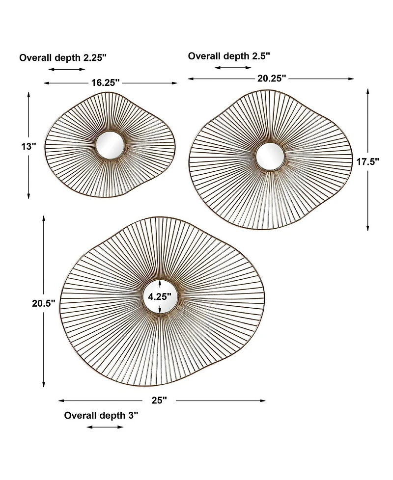 Uttermost Avarie Metal Wall Decor, Set of 3