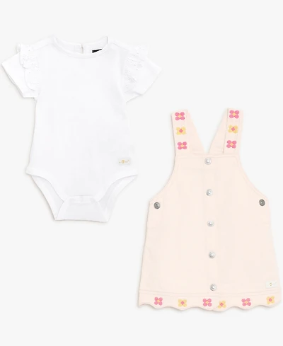 7 For All Mankind Baby Girls' Jumper Dress and Bodysuit, 2-Piece Set