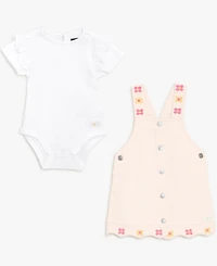 7 For All Mankind Baby Girls' Jumper Dress and Bodysuit, 2-Piece Set