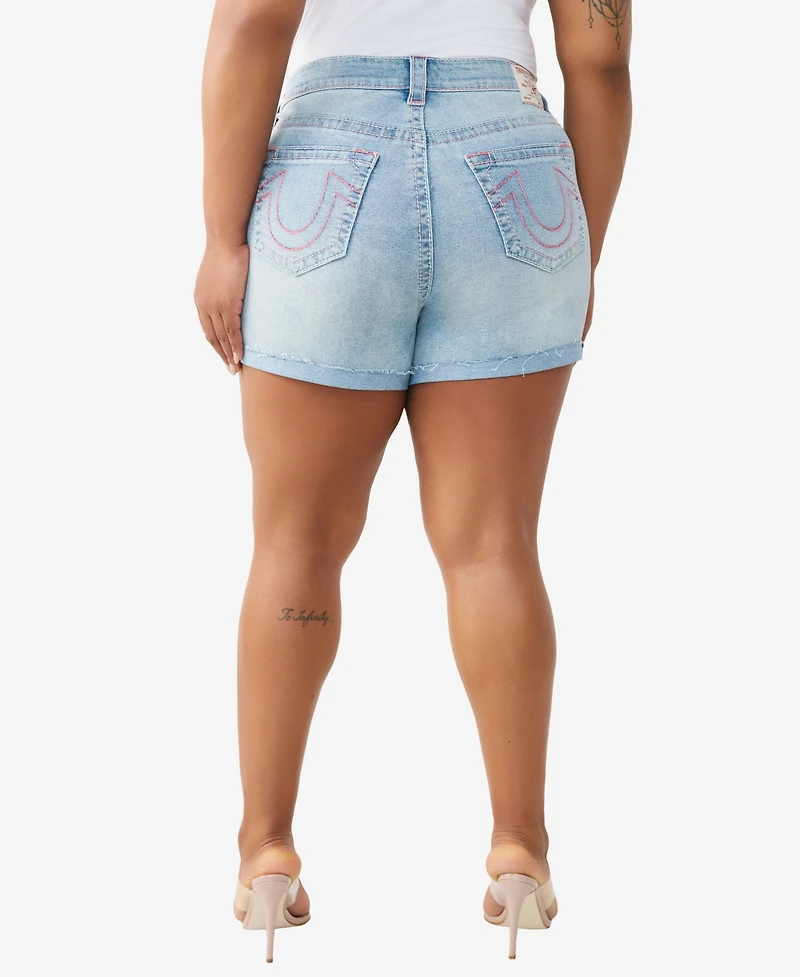 True Religion Plus Jennie Mid-Rise Big T-Shorts
