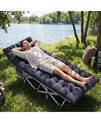 Folding Camping Cot with Removable Cotton Mattress for Office, Home and Beach, 450 lbs