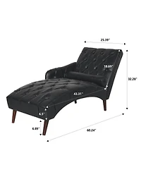 Streamdale Furniture Chaise Lounge Arm Chair with Pillow and Wood Legs