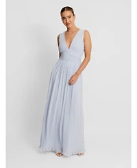 Six Stories Women's Pleated Plunge Maxi Dress