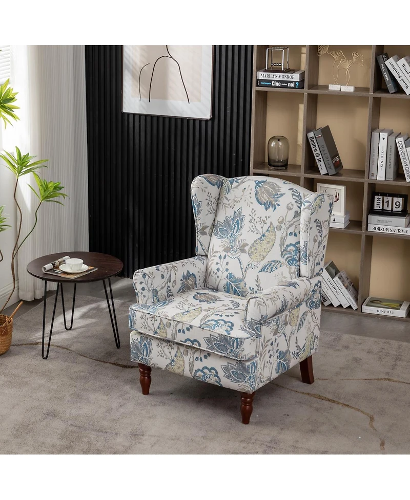 Streamdale Furniture Modern Accent Chair with Retro Wood Legs, Comfy Upholstered Armchair