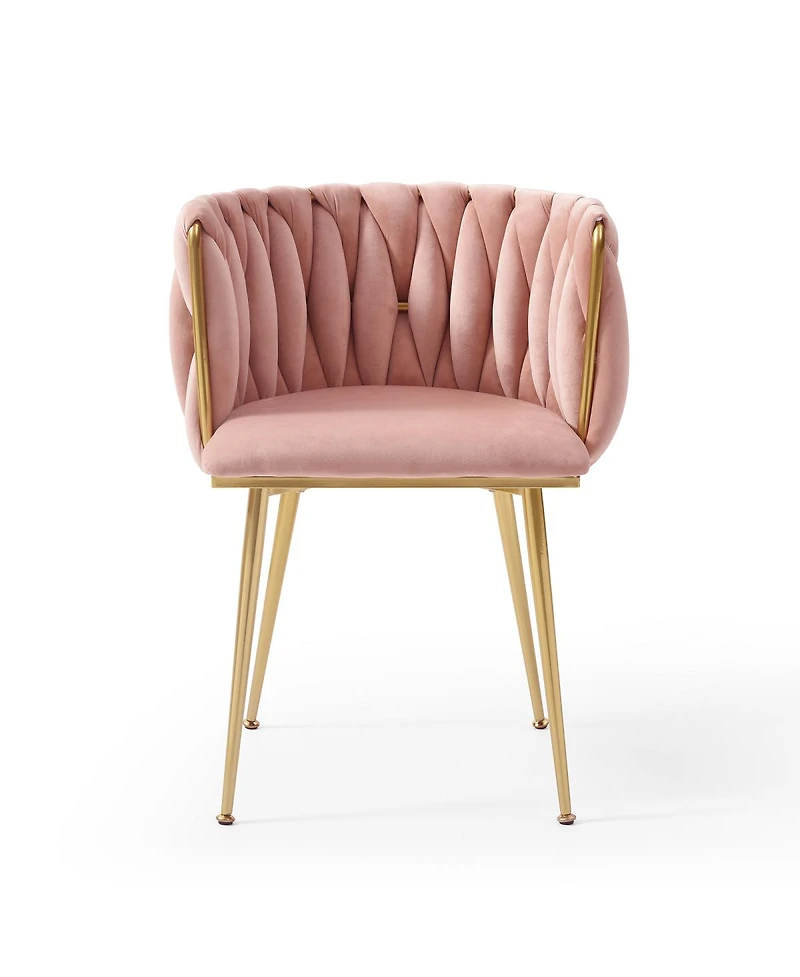 Streamdale Furniture Modern Velvet Dining Chairs Set of 2 with Golden Metal Legs