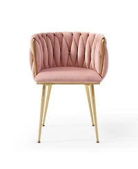 Streamdale Furniture Modern Velvet Dining Chairs Set of 2 with Golden Metal Legs