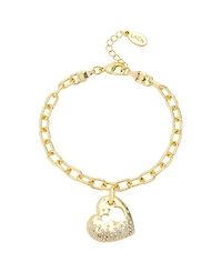 Disney Mickey Mouse Open Heart Crystal and Cubic Zirconia Charm Bracelet