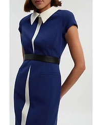 Karen Millen Women's Contrast Collar Tailored Midi Dress