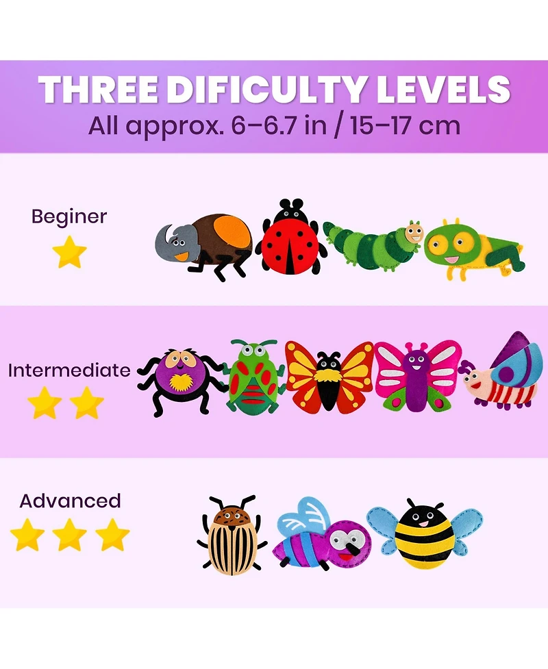 Quokka Kids Crafts Ages 4-8 Diy Beginner Needle and Thread Kit - 12 Sewing Basic