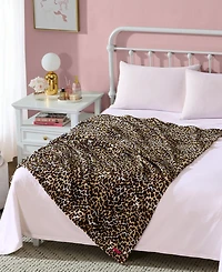 Betsey Johnson Etched Leopard Printed Plush Throw, 70" X 50"