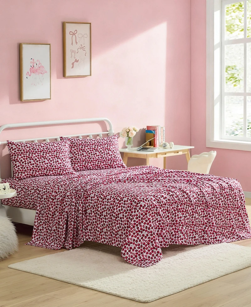 Betsey Johnson Pop Art Cherry Microfiber -Pc. Sheet Set