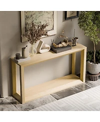 Streamdale Furniture 60" Rectangular Solid Wood Veneer Console Table, Wide Sofa Table, Oak Wash