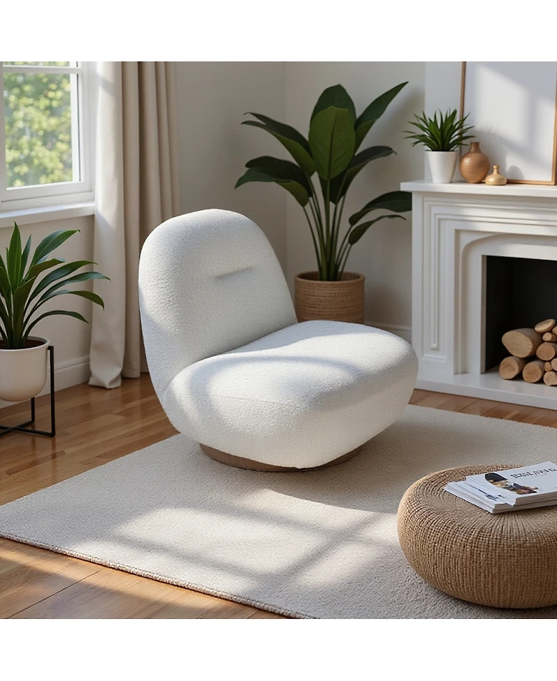 Streamdale Furniture Luxury Modern Swivel Accent Chair, Boucle Rotating Sofa Chair, Minimalist Cloud Chair