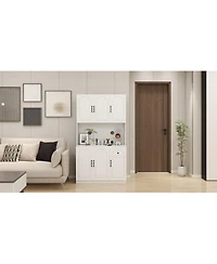 Streamdale Furniture Kitchen Pantry Storage Cabinet with Microwave Oven Countertop