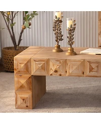 Streamdale Furniture Rustic Geometric Relief Coffee Table - Solid Wood & Mdf