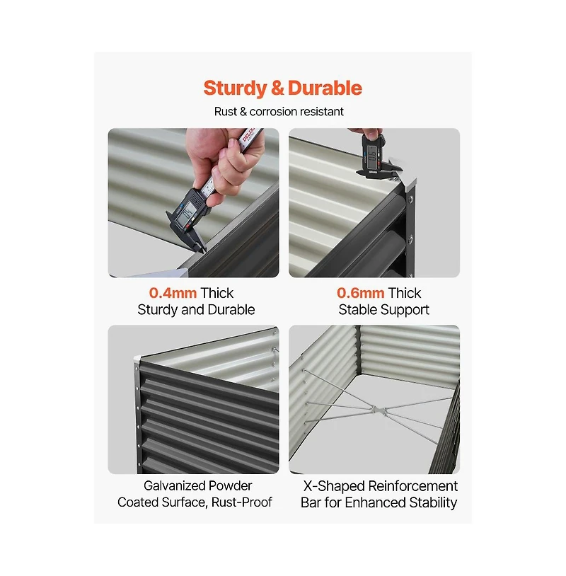 Slickblue 6x3x2 ft Galvanized Metal Raised Garden Bed