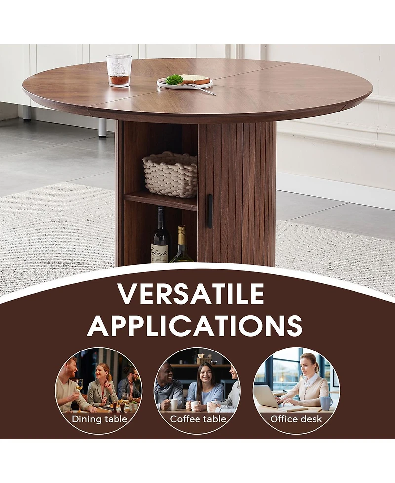 Streamdale Furniture Round Dining Table with Two Layers of Storage Shelves