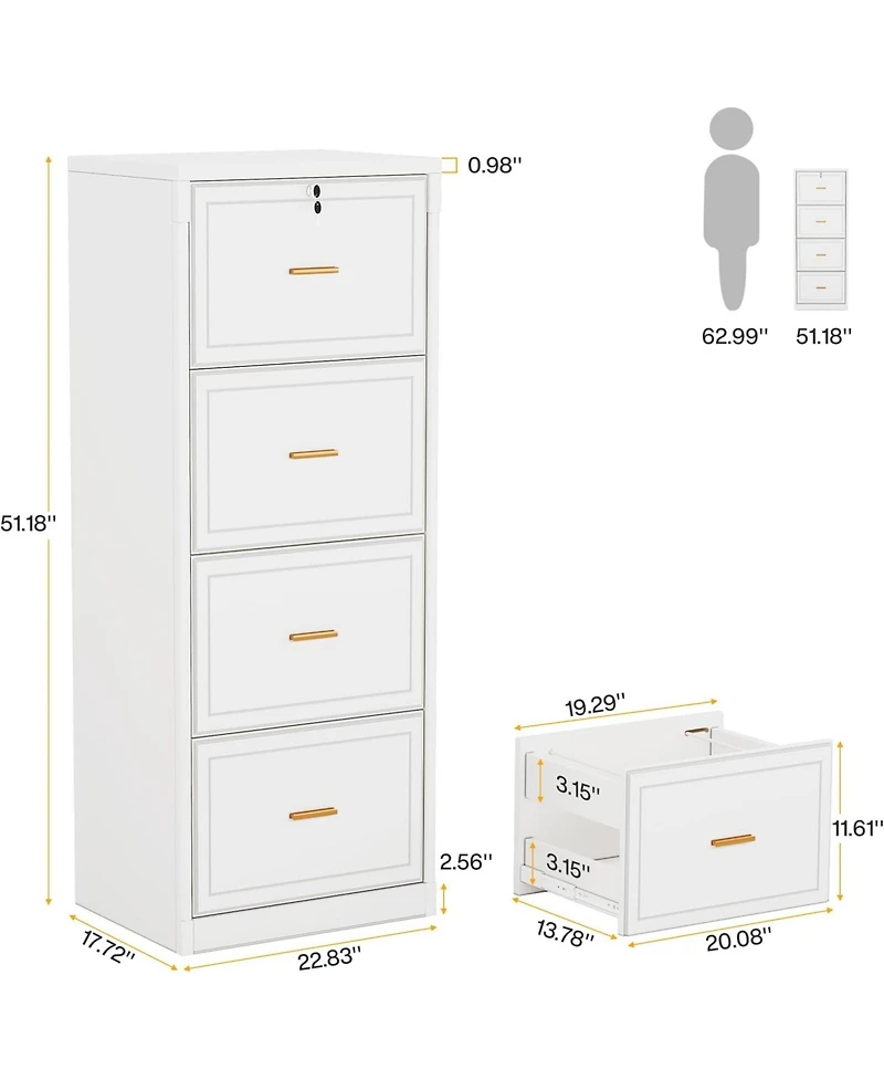 Rainsken 4-Drawer File Cabinet with Lock