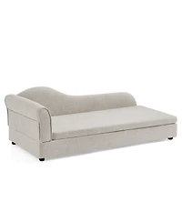 6thdruple Modern Oversized Linen Dog Sofa, Irregular Wave Backrest Single Armrest Pet Bed for Large Dogs