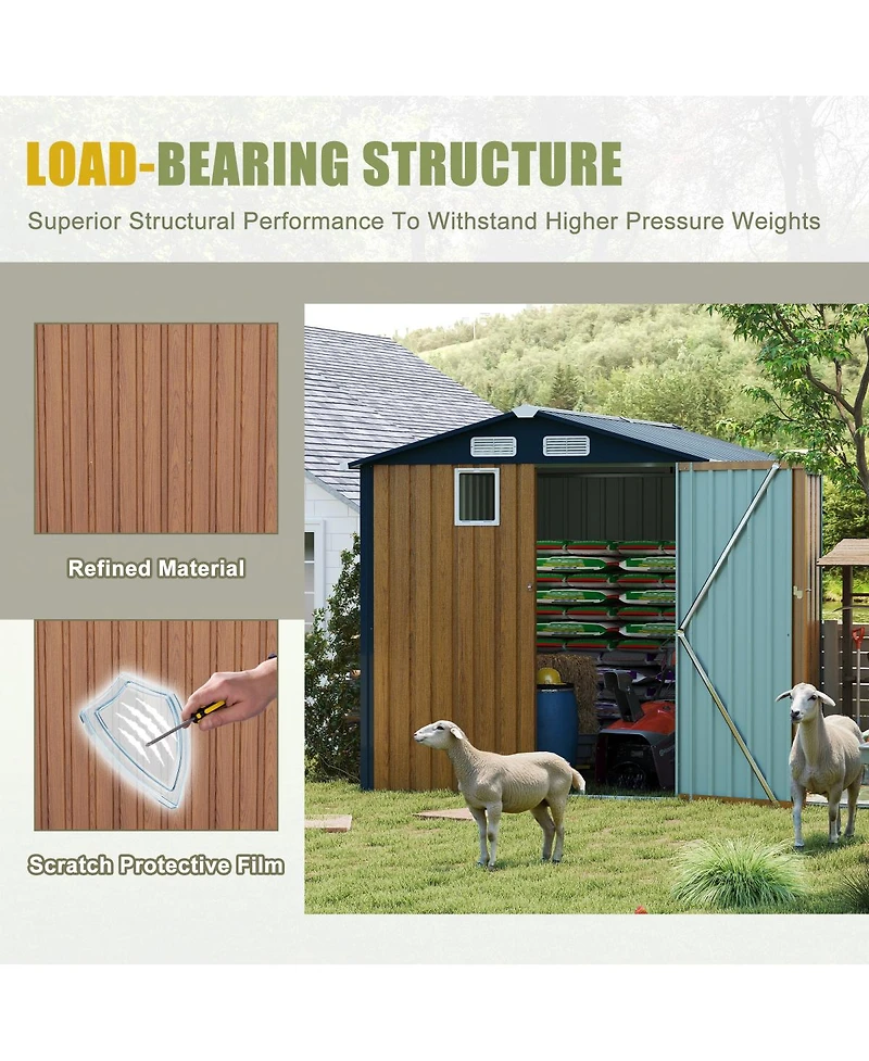 Streamdale Furniture 6×8FT Steel Clear Window Lockable Outdoor Storage Shed