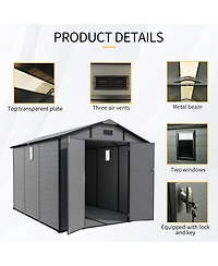 Streamdale Furniture Streamdale 8x10 Ft Plastic Outdoor Storage Shed - Lockable Resin Tool Shed