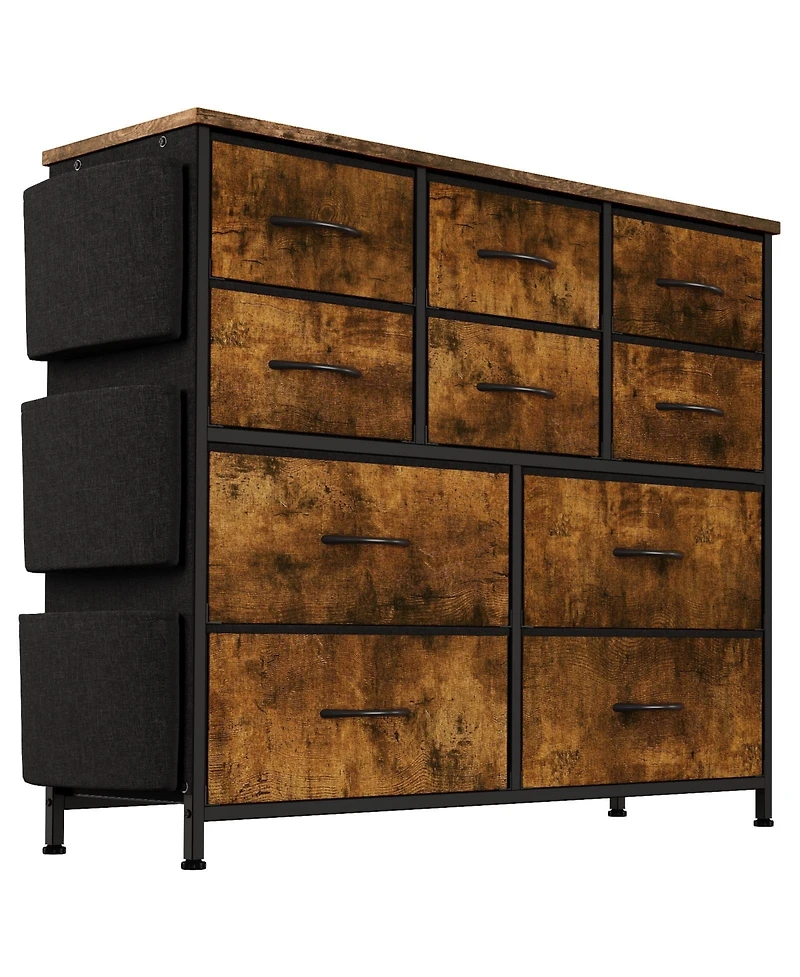 gaomon 10 Drawer Fabric Dresser & Chest of Drawers with Fabric Bins, Side Pockets & Sturdy Steel Frame for Closet Hallway Living Room