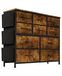 gaomon 10 Drawer Fabric Dresser & Chest of Drawers with Fabric Bins, Side Pockets & Sturdy Steel Frame for Closet Hallway Living Room