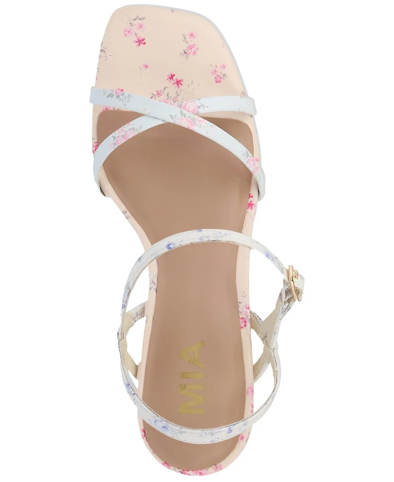 Mia Women's Nadalia Floral Square Toe Dress Sandals