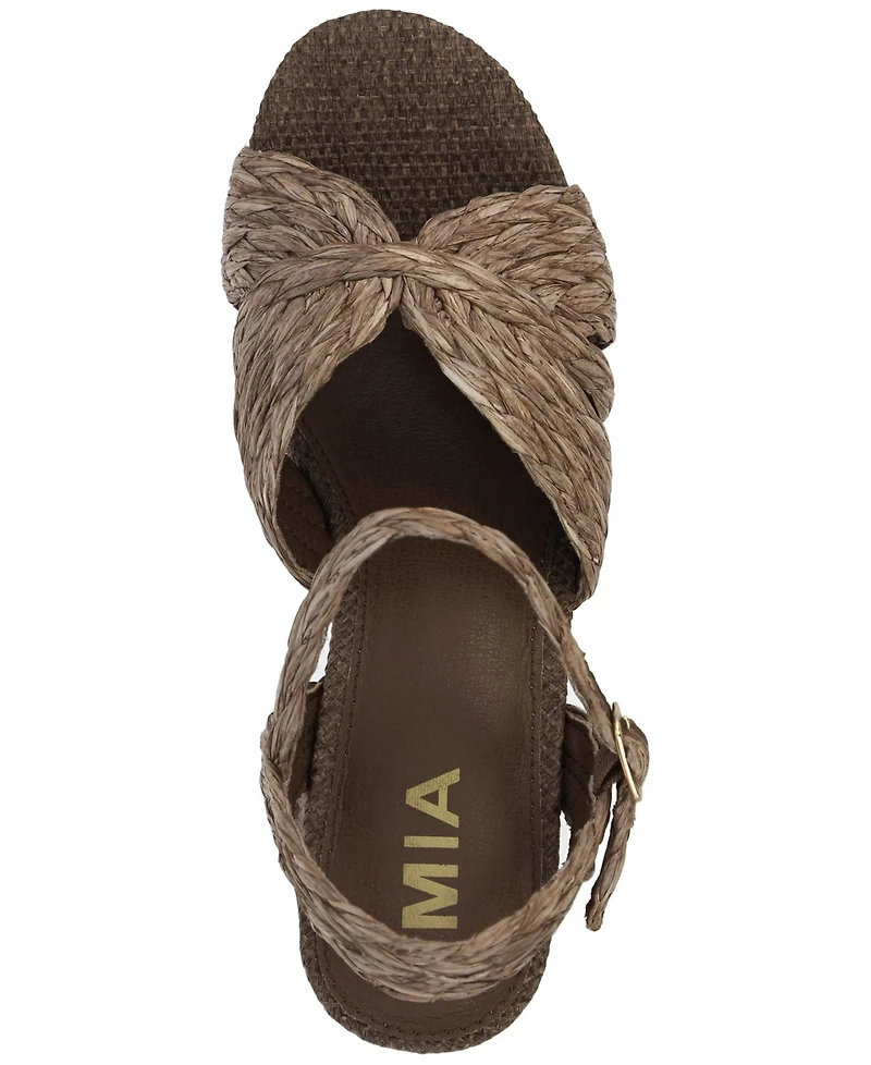 Mia Women's Woven Raffia Platform Dress Sandals