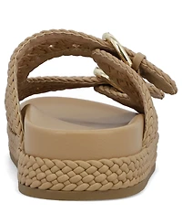 Mia Women's Trendy Woven Double Buckle Slide Sandals