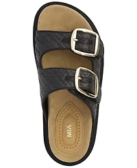 Mia Women's Monica Woven Double Buckle Slip-On Sandals