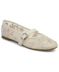 Mia Women's Bluet Embroidered Mesh Mary Jane Ballet Flats